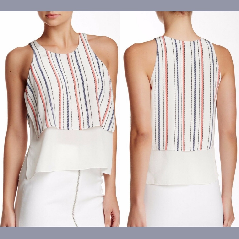 NWT $265 Elizabeth and James Ender Silk Blouse Tiered‎ Overlay [SZ Medium ]